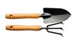 © Trym - Wooden handled garden tools trowel and hand shovel
