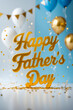 © dramapalma - Banner poster greeting celebration card fathers day, man dad happy fatherhood parent AI Generative