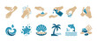 © Fernando - Skin Care and Spa Icons Set, Hand Hygiene and Natural Elements for Wellness and Beauty Treatment Vector Illustration, Minimalist Graphic Design Symbols for Dermatology and Beach Vacation Concepts.