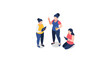 © sehela - Three women in casual attire discussing work-related topics and ideas.