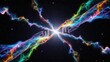 © Candra - Abstract artwork of hands connected by energy cosmos background illustration