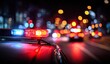 © Yudi - Police Car Lights Flashing at Night on City Street.