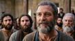 © Svitlana Vorotniak - Middle-aged man with beard teaching group of Apostles. Group of followers listening to leader during biblical times. Ancient community sharing faith and unity. Historic religious gathering.