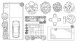 © Yashani - Residential Landscape Plan CAD Blocks with Patio Furniture, Pool Layout, Parking and Planting Elements