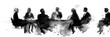 © yusran - Silhouette of business people in a meeting around a table, abstract watercolor style.