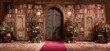 © Fajrul - Grand Library Entrance with Ornate Doors and Red Carpet.