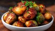 © svastix - Perfectly roasted Brussels sprouts, caramelized to a golden hue, garnished with parsley, showcasing simplicity and elegance in healthy vegetable preparations.