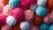 © svastix - A vibrant collection of yarn balls in various colors, perfect for knitting and crafting enthusiasts, showcasing creativity and artistic expression through textile arts.