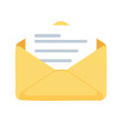 © Studicon - The illustration depicts an open yellow envelope with a letter inside, possibly indicating communication via postal service or digital messaging.