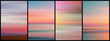 © 3d_kot - Set of summer gradient posters in minimal style. Beautiful ocean beach horizon with sunrise or sunset. Trendy design with ambient soft blurred background for banner, flyer, cover or invitation. Vector