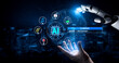 © InfiniteFlow - Futuristic AI Assistant Interaction with Digital Interface and Robotic Hand for Technology and Innovation Concepts Quark.