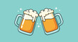 © Caroline Studio - Two Frothy Beer Mugs Clinking in Celebration.