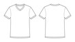 © matahari - Line art illustration of a blank V-neck t-shirt garment for fashion concepts