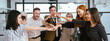 © chokniti - Celebrate and victory to business success with colleagues. Business celebration party event with co-worker partner in business marketing team, winner successful with startup teamwork together