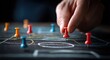 © afdal - Hand places red pin on chalk-drawn strategy board