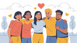 © MD siddik - Happy diverse group of friends smiling together with heart symbol Vector