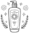 © Ярослав Гріщук - Sunscreen bottle illustration with sun and star elements