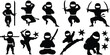 © Artist hub - Vector Ninja Icon Set Design for Martial Arts, Stealth Action Illustration, and Modern Gaming and Creative Branding Projects