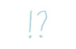 © YOHAKU ZUAN - Pale blue hand-drawn interrobang exclamation question mark, crayon style illustration