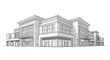 © Shella - Architectural sketch of a modern commercial building facade.