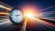 © EPDICAY - Time and speed concept with a clock and light streaks, highlighting efficiency, deadlines, and fast-paced life.
