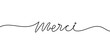 © Ramosh Artworks - Merci - continuous one line. Modern calligraphy quote line script word merci. france word Calligraphic inscription word