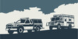 ©  MST RABEYA  BEGUM - a truck and a camper are travelling down a road Vector