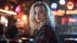 © cloud7days - A blonde woman in a spooky Halloween costume, surrounded by eerie decorations and dim lighting.