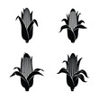 © VectorPulse - Black corn icons set isolated on white background