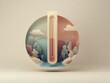 © Nadina - Fantasy landscape with gentle scenery inside a circular frame representing mild weather and a peaceful vibe with copy space