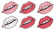 © LABONI - Vector illustration set of different colored lips icons, vector illustration of mouth shapes