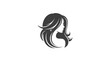 © abi - Elegant woman profile silhouette with long flowing wavy hair