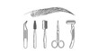 © abi - Eyebrow and beauty grooming tools set in line art style