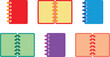 © AhammadMiran99 - Colorful spiral bound notebooks and journals in various colors on white background