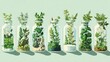 © Chaikit - botanical jar illustrations showing layered ecosystems, clear glassware and thriving greenery, ideal for eco-friendly designs