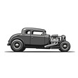 © Billie - Classic American Hot Rod Coupe Car Illustration with Exposed Engine