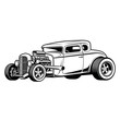 © Billie - Classic American Hot Rod Coupe Car with Exposed Engine Vector Illustration