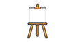 © MdWalid - Minimalist wooden art easel with blank canvas, modern flat vector icon illustration featuring an editable stroke for painting, drawing, and creative studio concepts on white background.