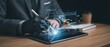© ABSTRACTARTWORK - Digital transformation in business innovative technology use office setting graphic representation professional environment close-up viewpoint future-ready concepts
