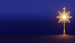 © Dita - Golden Monstrance with a Cross on a Pedestal Displayed on a Blue Background