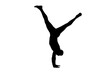 © MetaPixel Studio - Handstand Silhouette: A muscular individual executes a perfect handstand with legs gracefully extended, showcasing athleticism and balance against a clean background.