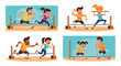 © LOBSTER LARRY - Children and adults compete in a fun limbo competition, showcasing agility and balance