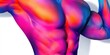 © Yevheniiya - Close-up of a muscular torso with vibrant, abstract color gradients highlighting definition
