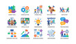 © Cali6ro - Teamwork icons showing collaboration and meetings on white background