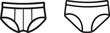 © meerobeul - Men underwear briefs icons collection showing different styles and cuts of male lingerie in black outline vector design.