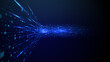 © AntonKhrupinArt - Abstract Data Flow concept with glowing neon pixel on technology blue background. Futuristic tech backdrop. AI innovation and Digital. Big data stream. Vector illustration.