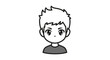 © Alan - Anime boy portrait illustration, simple graphic style, isolated on white background, minimal design