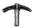 © MintPixel Lab - Vector illustration of an old-fashioned pickaxe tool with wooden handle.