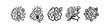 © Trends - Set of hand-drawn icons illustrating artificial intelligence concepts including machine learning, neural networks, creativity, and data analysis in a black and white sketch style.