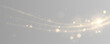 © Ihor Nemynushchyi - Golden light, sparkling gold lines, and shimmering bokeh on a transparent background. Abstract overlay effect. Glowing bokeh. PNG illustration.